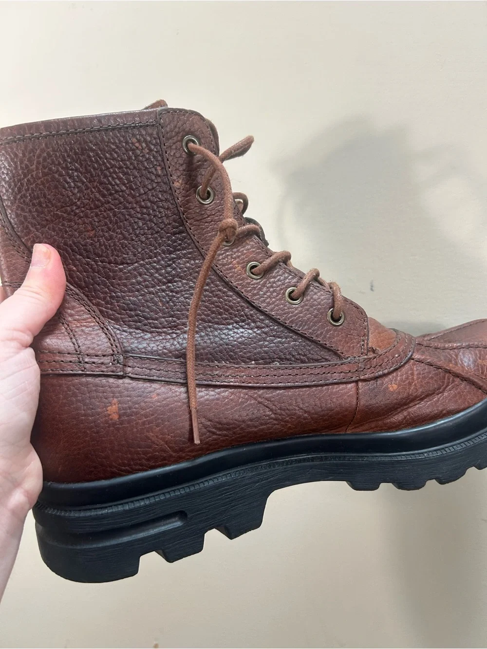 Polo Ralph Lauren Udel Men's Duck Boots Dark Brown Leather Boots Size 12D